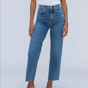 Everlane way-high Jean in distressed denim (long!)